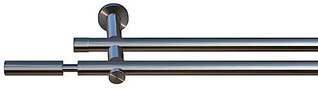 tilldekor Gardinenstange Inka 2, Edelstahl-Optik, 16 mm Durchmesser, auf Maß 130 cm inkl. Trägern und Endstücken