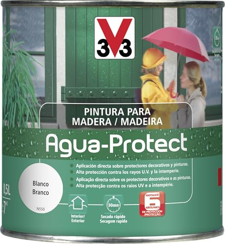 V33 Pintura Madera Agua Protect Satinado Blanco 0,5L