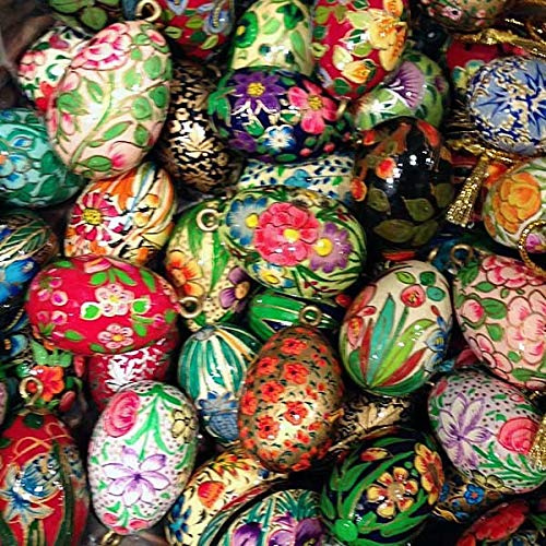 Gall&Zick Osterei aus Holz, Kashmir Lack Ei, Osterschmuck, Lackmalerei, Ostern Handbemalt Holzei (8 Eier klein)