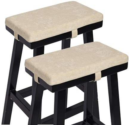baibu Memory Foam Rectangle Bench Stool Cushion Set of 2, Dual-Layer Design Non-Slip Saddle Stool Pads Bar Stool Cushion with Machine Washable Cover - Only 2 Pads (Beige, 18x9.5x1.5in)