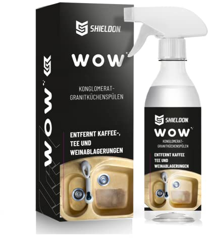 Shieldon Protects WOW cleaning spray for Composite and Conglomerate Sinks - Granite Composite Cleaner for Discoloration and Stains - Silgranit, Fragranit and Blanco - 500 ml