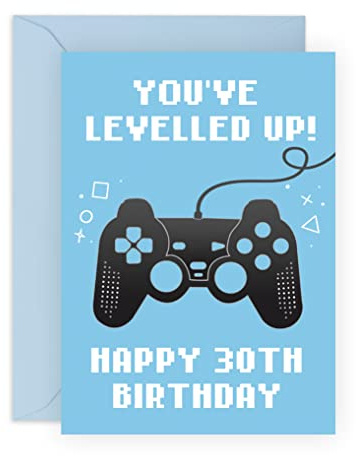 Central 23 - Geburtstagskarte zum 30. Geburtstag You've Levelled Up! - Happy Thirtieth Birthday - Alter 30. Geburtstag, lustige blaue Grußkarte für Spieler, Geschenk für Ehemann, Erwachsene, Sohn