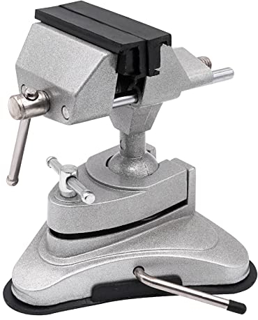 BREUAILY Portable Table Top Vice Clamp Aluminum Alloy Vise clamp with 360 Degrees Swiveling and Suction Base Universal Table Bench Vise for DIY Repairs, Modelling, Soldering, Lockpickin