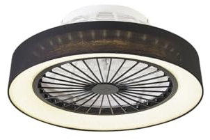 Qazqa led Modern Deckenventilator mit Fernbedienung - Emily - Schwarz, RundBürolampe, 3000K - 6000K, 48cm, Ideal als Bürolampe, Wohnzimmerlampe und Schlafzimmerlampe