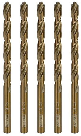 Sabre Tools 1/4 Inch Cobalt Drill Bits 5pcs Heavy-Duty Metal Drill Bit Set for Steel, Cast Iron (1/4 x 4)