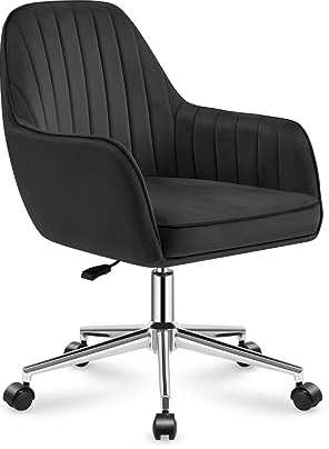 MARK ADLER Future 5.2 Black | Drehstuhl Bürostuhl Stuhl Schreibtischstuhl Armlehne | höhenverstellbar bis 130 kg belastbar | Atmungsaktiver Samt Stoff | Homeoffice Arbeitszimmer Schlafzimmer | Schwarz