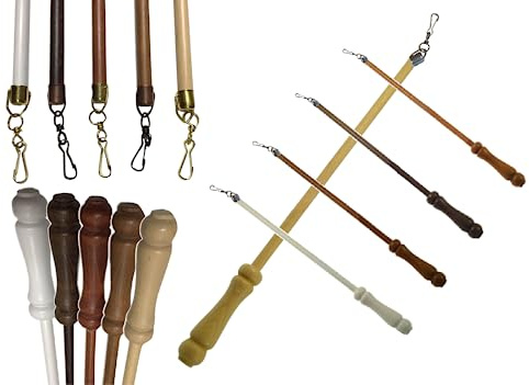 Coppia Asta in legno per tenda frusta guidatenda da 125 cm tiratenda ad anelli