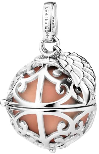 Engelsrufer Damen Anhänger für Halskette mit Flügel aus Sterling Silber mit austauschbarer Klangkugel M in der Farbe Rosé, nickelfrei, Größe: 19,5 cm, ER-23-16-M