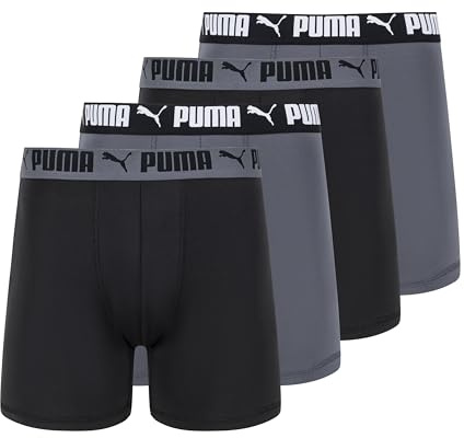 Puma Lot de 4 Boxers Extensibles pour Homme, Noir/Gris, Large