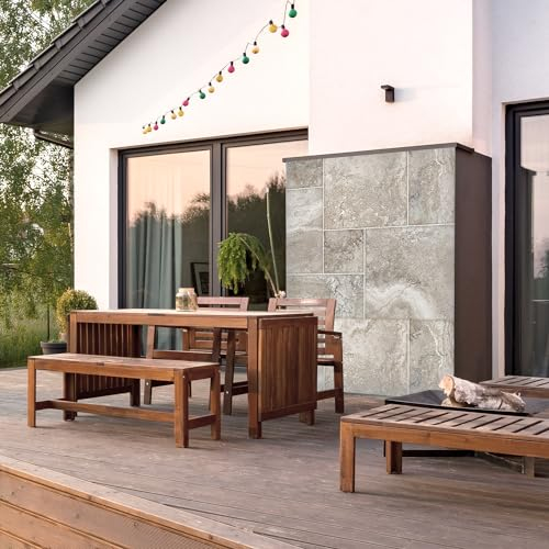 dedeco Outdoor-Rückwand Dekor Wand für Garten, Terrasse, als Außenfassade Paneel Motiv: Stein V5, 300 x 150 cm, wasserfest, robust, Wandverkleidung aus Acrylglas 3D, Glasoptik, einfach renovieren