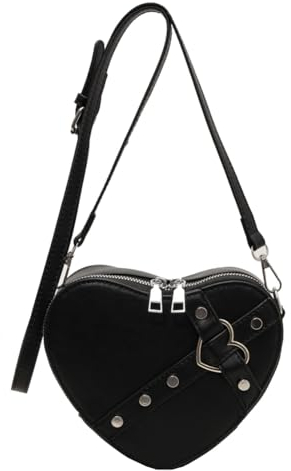 GSenhui Herz Schultertasche Herztasche Crossbody Bag Valentinstag Niet Handtasche Y2K Handytasche zum Umhängen mit Reißverschluss Umhängetasche Herzform Rote