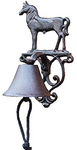 Gusseisen Wandglocken, Gusseisen Türglocken, Manuelle schüttelnde Türklingel, Pferd, Dekoration, Wandmontage, Türklingel aus Gusseisen, Türklingel, Antik-Stil, Hausgarten-Dekoration, Außenwanddekorati