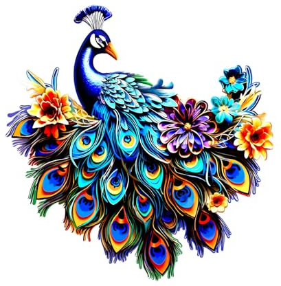 Surakey Wanddeko Metall Pfau, 30.5 x 32cm, 3D Pfau Vogel Deko Wandkunst Vogel Wanddekoration, Wanddeko Pfau Skulpturen Wandbild für Wohnzimmer Dekoration, Outdoor Metall Wanddekorationen für Terrasse