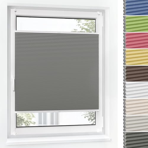 Jalousiescout Wabenplissee ohne Bohren Verdunklung—Thermo plissee Klemmfix Zweifarbig 72.5x50cm grau-Weiß, Sonnen-, Sicht- & Hitzeschutz Jalousie verdunklung für Fenster & Tür