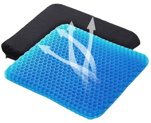 Hojalis Gel Seat Cushion, Double Thick Honeycomb Cushion with Cloth Cover, Soft Sitter Wheelchair Cushion, Car Seat Cushion, Pressure Relief Cushion, Breathable Gel Cushion for Home Office Chair Car