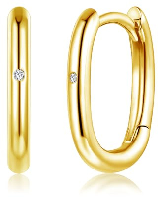 Josfeva Silber Creolen Ohrringe für Damen, 925 Sterling Silber Oval Ohrringe Creolen mit 5A Zirkonia, Hypoallergen U-förmige Geometrische Silber Creolen, Knorpel Schlafen Ohrringe für Frauen Mädchen