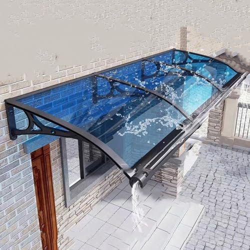 Clear Polycarbonate Window Awning Canopy Front Door Sun Shade Shelter with UV Protection Rain and Snow Cover Easy to Install Outdoor Garden Awning (120x200cm)