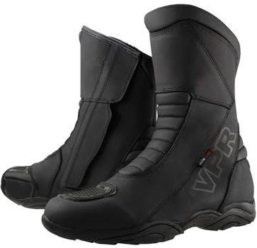 VPR Stivali da moto R25 impermeabili in pelle per uomo e donna – CE Amour Moto Biker Rider Sport Touring scarpe protezione caviglia antiscivolo Soul Boot, Nero , 44 EU