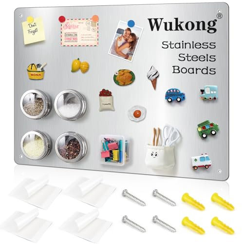 Wukong Magnettafel 42 X 30cm A3 Magnetwand Magnet Magnetisches Whiteboard kratzfest Edelstahl Selbstklebend für Tafel Büro Küche Kühlschrank (Silber)