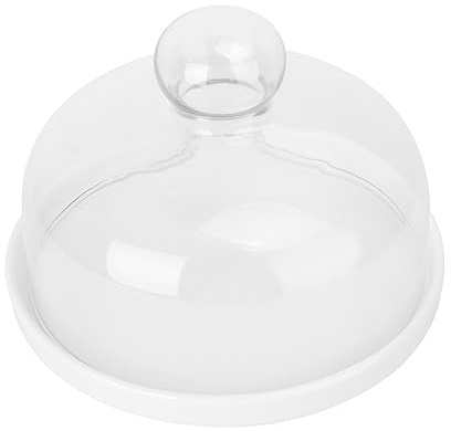 VOSAREA Food Tray Cover Round Cake Tin Lids Cake Tins Baking Pan Dividers Food Fly Cover Dishwasher Safe Lead Glass 1 Set