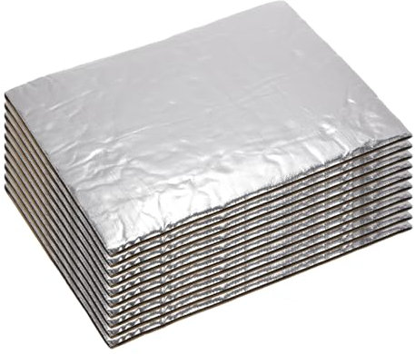 A ABSOPRO 5mm 0.45㎡ Tappetino Insonorizzante per Auto Materiale Termoisolante Autoadesivo per Cappuccio Barca Copertura Motore Tono Argento Vetroresina 25cmx18cmx5mm 10 pezzi