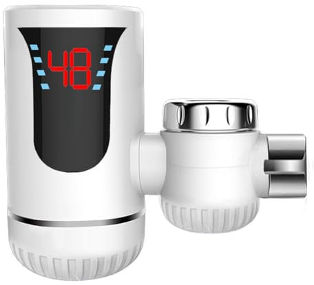 meiyan Fácil Instalación Grifo Mezclador de Calentamiento Rápido Calentador de Agua Eléctrico Instantáneo Calentador de Grifo con Pantalla Digital Enchufe Europeo