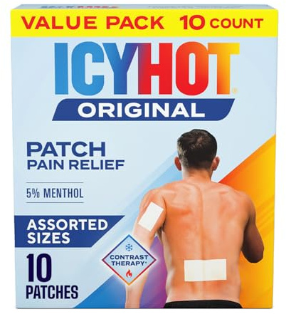 Icy Hot Original Pain Relief Patch Variety Pack, 5 Medium and 5 Large Comfortable Fabric Patches with Menthol 5%, Contrast Therapy for Backaches, Joints, Muscle Strains and Arthritis, 10 ct.