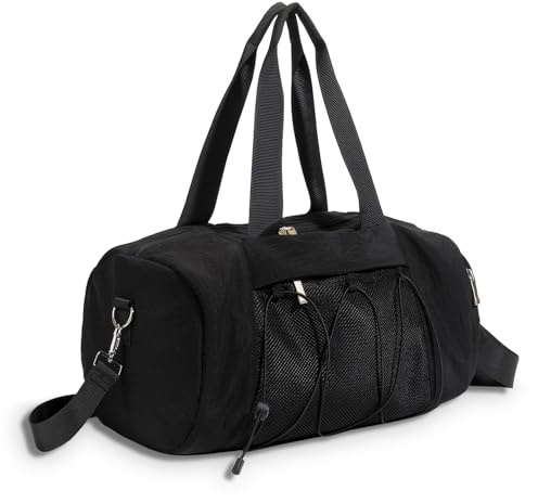 X SIM FITNESSX sportväska med skofack dam/herr träningsväska, sportväska, simväska, resväska för sport, gym och fitness, helger, resor, liten duffelväska, svart, 41 x 20 x 22 cm, Sporter