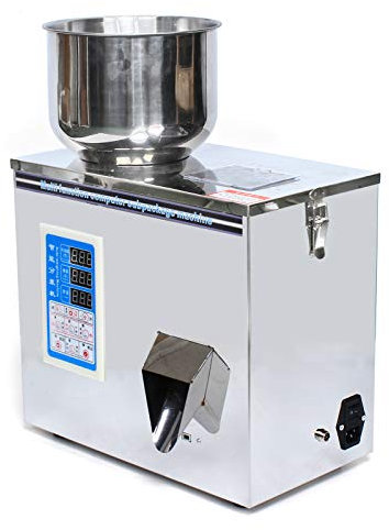 Machine à thé automatique - Machine de remplissage de granulés - Portionnaire de poudre - Appareil de remplissage - Emballage précis de 1 à 50 g - Avec affichage LCD - Récipient en acier inoxydable