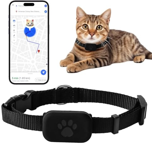 Cat Tracker, Cat Gps Tracker Collar with No Monthly Fees (iOS Only), Pet Tracker Gps Collar for Small Cats, Waterproof Logger for Pets, Portable Anti Lost for Apple Find Function Adjust 28-39cm