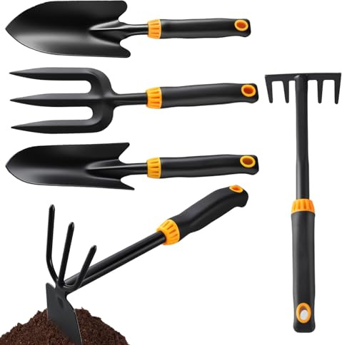 Ruwshuuk Pala da Giardinaggio,5 Pezzi Piantatoio Da Giardino | Set Per Coltivazione, Trapianto, Orto, Balcone E Giardino Con Vanghe Per Terrazzo E Aiuole Rialzate