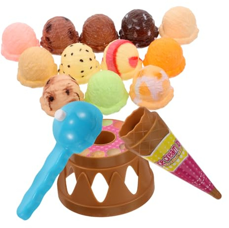 FRCOLOR Interactive Ice Cream Stackable Set for Creative Pretend Play Educational Game with Unique Balance Design Family Fun Enhancing Cognitive and Spatial Skills
