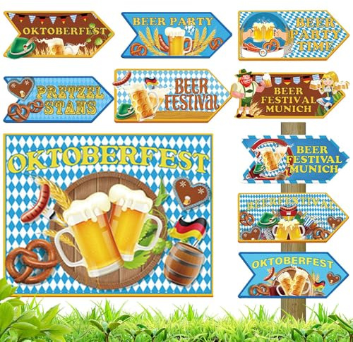 Oktoberfest Gartenschild | Festival Wegweiser Gartenzeichen Deko | Kippsichere Holz Tischdekoration Für Gärten Rasen Outdoor Events Deutsche Gäste
