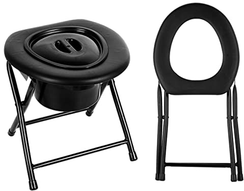 Silla de inodoro plegable, asiento de inodoro ajustable en altura con cubo de inodoro, silla de ducha antideslizante para ancianos y discapacitados