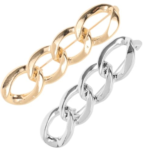 POPETPOP 2 Stück Broschen für Kleidung Damen, Große Sicherheitsnadeln Gold und Silber, Anstecknadel als Schalclip und Taillen Pin, Brosche Ausschnitt Verkleinern Clips
