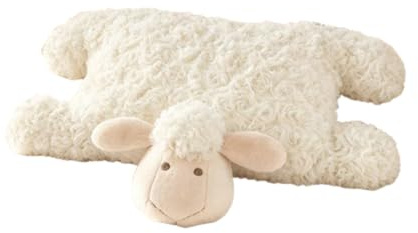 JORCEDI Niedliches Schaf Plüschkissen in Beige, weiches Lamm Kuscheltier in Liegehaltung, süßes Plüschtier Schaf als Sofakissen, Geschenk für Kinder Mädchen und Jungen (bai,65cm)