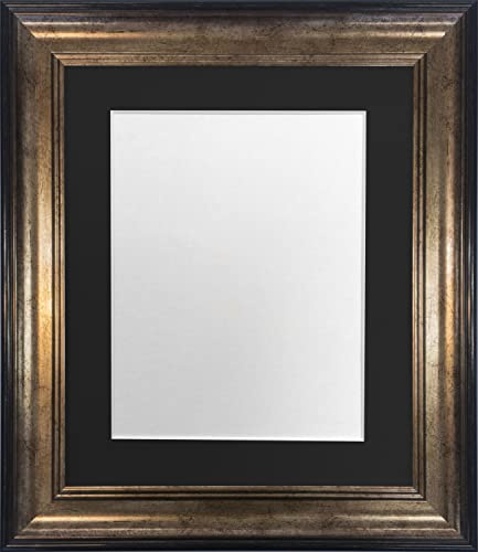 FRAMES BY POST Scandi Black & Gold Picture Photo Frame with Black Mount A2 Image Size A3