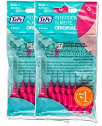2 x TePe interdentala borstar, rosa, original 8 stycken, interdentalborstar, ISO0, 0,4 mm.