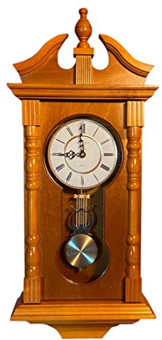 Vmarketingsite Wall Clocks: Grandfather Wood Wall Clock with Chime. Pendulum Wood Traditional Clock. Makes a Great Housewarming or Birthday Gift (Oak)