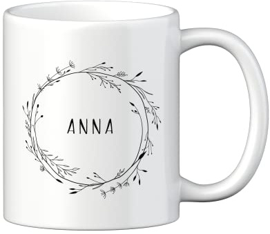 LOOXIS Personalisierte Tasse mit Namen, Text & Motiv bedruckt – 325ml, Keramik, versch. Farben – Geschenkidee Männer, Frauen, Jahrestag, Valentinstag, Geburtstag – Blumenkranz