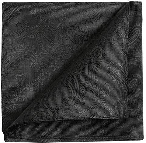 KissTies Mens 12'' Black Paisley Pocket Square Hanky Handkerchief