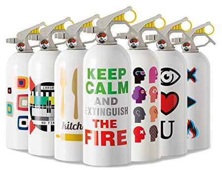 EXTINGUA Estintore Casa Omologato ABF 1 kg Estintore Schiuma Presa Antipanico Regalo Uomo Donna per Uso Domestico, Cucina, Auto, Barca, Mini Estintore per Interni, 1 pz