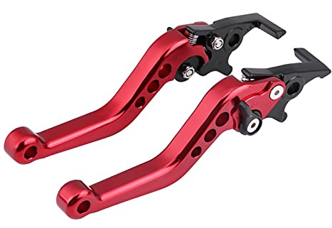 Leva del freno a disco 2pcs, modifica dello scooter del motociclo della lega di alluminio di CNC Leva del freno a doppio disco Leva del freno universale(Rosso)