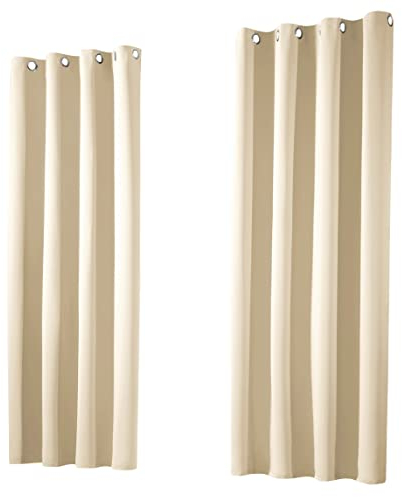 heimtexland ® 1 Paar Thermo- Verdunklungsgardinen Ösenschal Vorhänge Verdunkelnd Isolierend Blickdicht Verdunkelungsvorhänge HxB 260x135 Creme Typ139