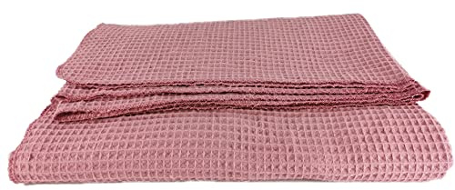 Sommerdecke XXL Waffelpique 150x200 Tagesdecke Sofadecke 8 Farben (altrosa)