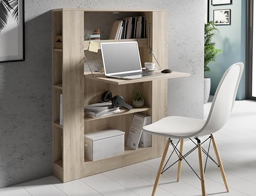 Forte Multifunctional Multifunktionales Bücherregal, Holzwerkstoff, Sonoma Eiche, B x H x T: 88,2 x 120,8 x 18,6 cm