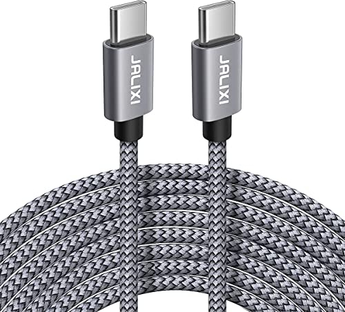 JALIXI Cavo USB C USB C 6M, PD 60W Cavo USB Tipo C Extra Lungo Ricarica Rapida Nylon per iPhone 15 Pro Max, iPad Air 5 4, Samsung Galaxy S24 Ultra S23 S22, A55 A35 A25 A15, Pixel 8 7 6a, Grigio