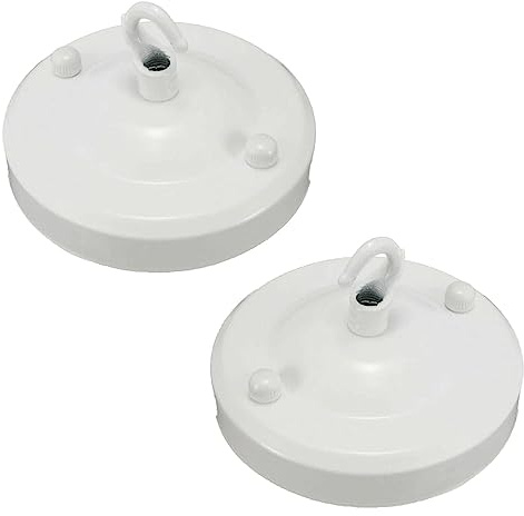 LEDSone Vintage Single Out Deckenrosette Hakenplatte für Leuchte Kronleuchter Metall Antik Seitliche Deckenplatte mit Zubehör für Decken- und Wandlampe (Weiß 2pk)