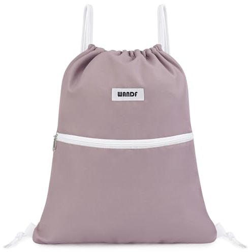 WANDF Rucksack mit Kordelzug Turnbeutel Sportbeutel Gym Bag Mit Aussentasche Verstellbar Tunnelzug Gymsack für Damen Herren Kinder mit Innentasche 11 Liter für Sport und Reisen (Rosa)
