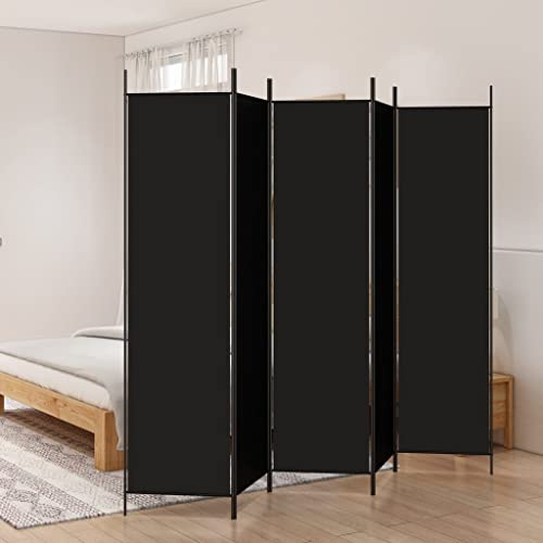WIFESE 5-TLG. Paravent Schwarz 250x200 cm Stoff Trennwand Raumteiler Modern Raumtrenner Paravent Raumteiler Innen Balkon Sichtschutz Terrasse Privaten Ankleidebereich für Schlafzimmer Wohnzimmer